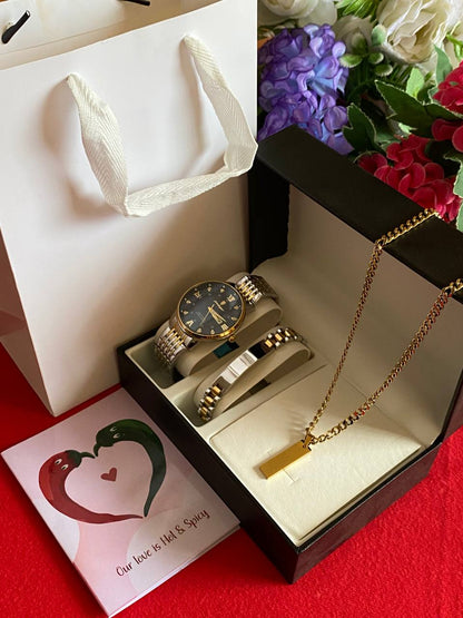 MEN VALENTINES PACKAGE WATCH ENGRAVABLE BRACELET ENGRAVABLE MEN NECKLACE/CHAIN PREMIUM BOX CARD&BAG WE OFFER ENGRAVING SERVICES ENQUIRIES