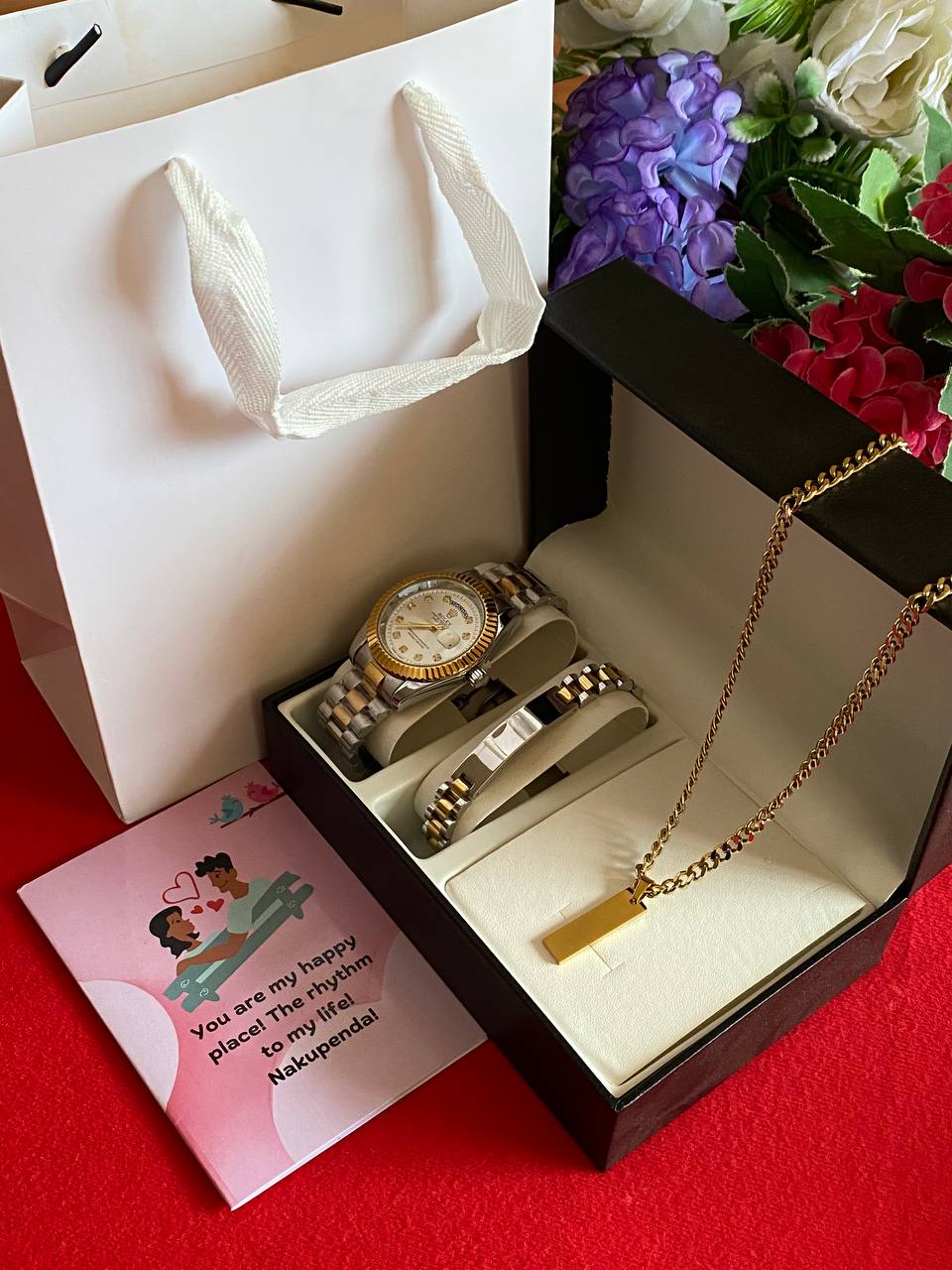 MEN VALENTINES PACKAGE WATCH ENGRAVABLE BRACELET ENGRAVABLE MEN NECKLACE/CHAIN PREMIUM BOX CARD&BAG WE OFFER ENGRAVING SERVICES ENQUIRIES
