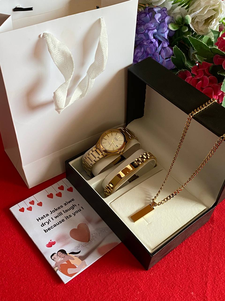 MEN VALENTINES PACKAGE WATCH ENGRAVABLE BRACELET ENGRAVABLE MEN NECKLACE/CHAIN PREMIUM BOX CARD&BAG WE OFFER ENGRAVING SERVICES ENQUIRIES
