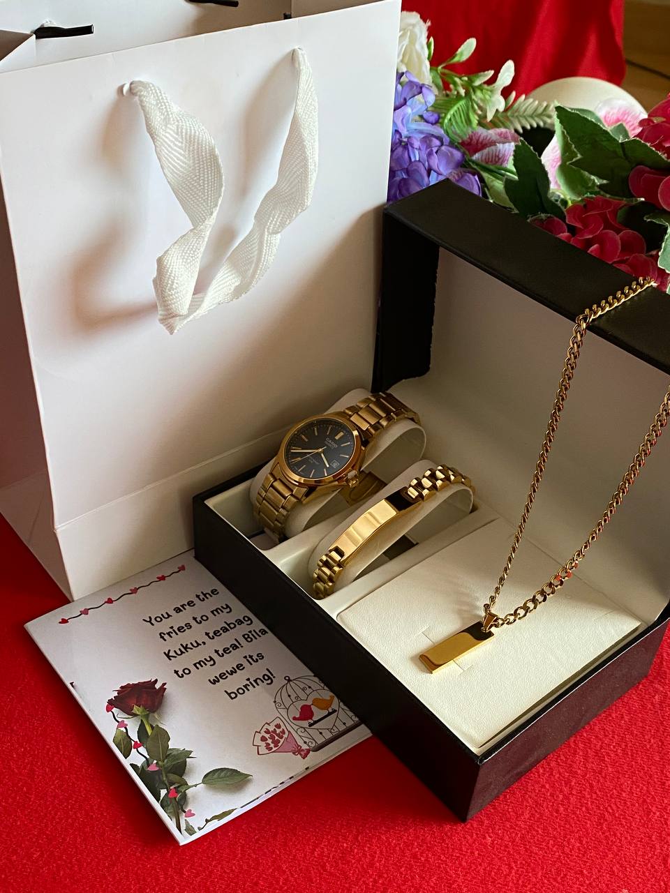 MEN VALENTINES PACKAGE WATCH ENGRAVABLE BRACELET ENGRAVABLE MEN NECKLACE/CHAIN PREMIUM BOX CARD&BAG WE OFFER ENGRAVING SERVICES ENQUIRIES