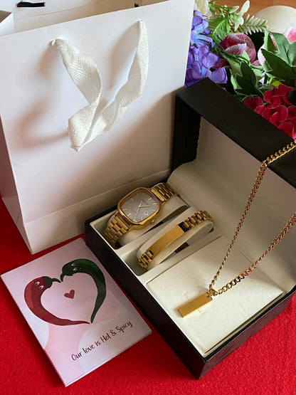 MEN VALENTINES PACKAGE WATCH ENGRAVABLE BRACELET ENGRAVABLE MEN NECKLACE/CHAIN PREMIUM BOX CARD&BAG WE OFFER ENGRAVING SERVICES ENQUIRIES
