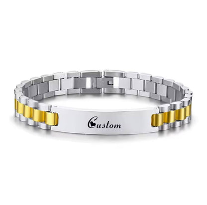 ARRIVALS ENGRAVABLE MEN BRACELETS STAINLESS STEEL NON FADE WE OFFER ENGRAVING SERVICES AND ENQUIRIES