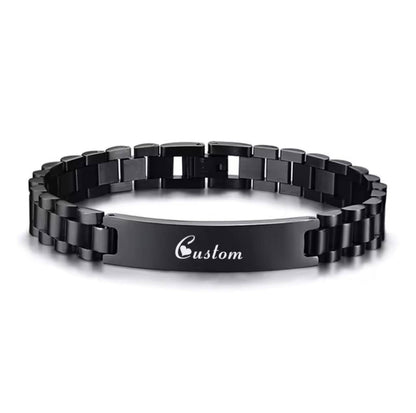 ARRIVALS ENGRAVABLE MEN BRACELETS STAINLESS STEEL NON FADE WE OFFER ENGRAVING SERVICES AND ENQUIRIES
