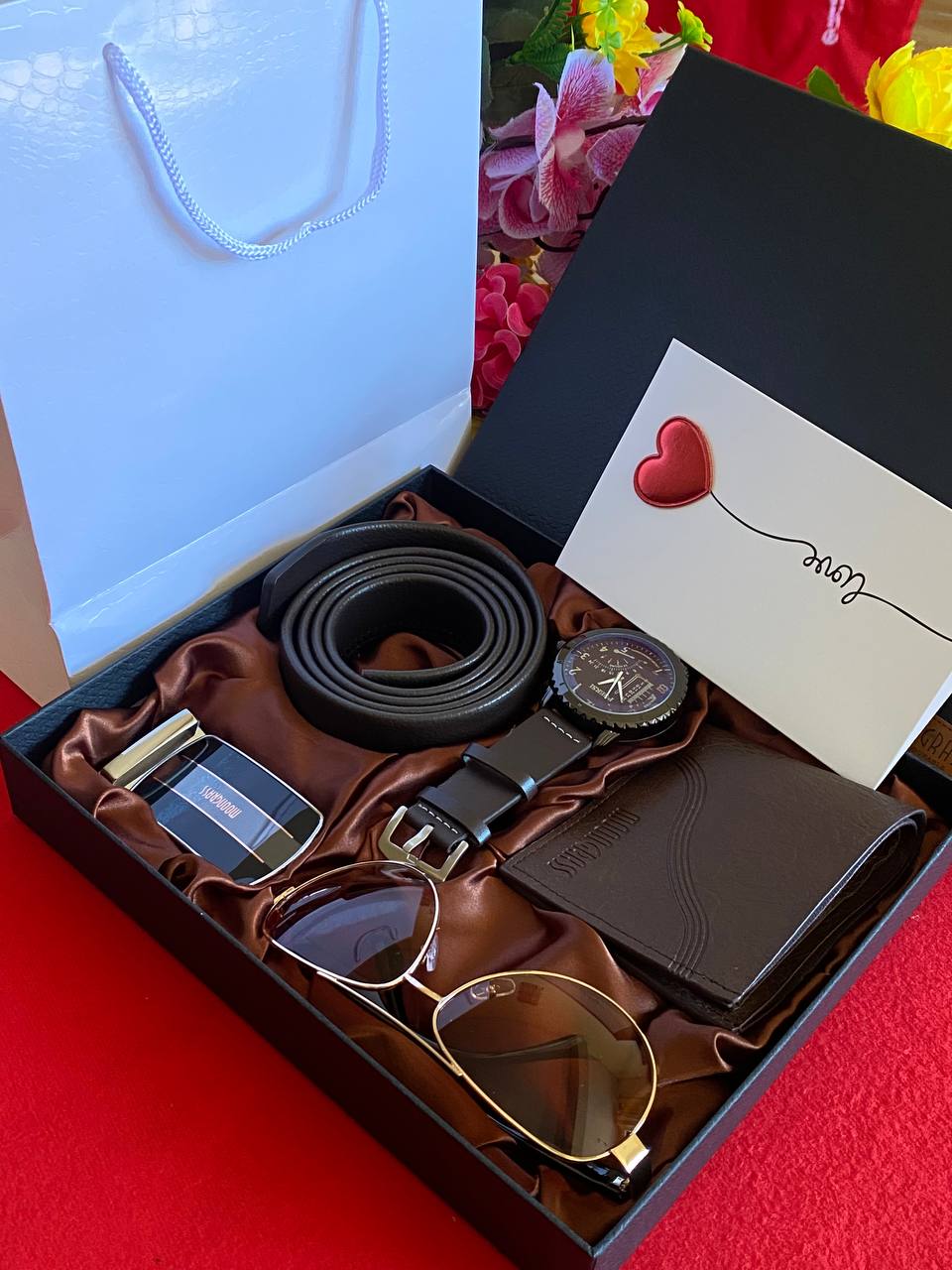 MEN VALENTINES SALE MOONGRASS SET BELT WATCH WALLET CARD & BAG AND ENQUIRIES