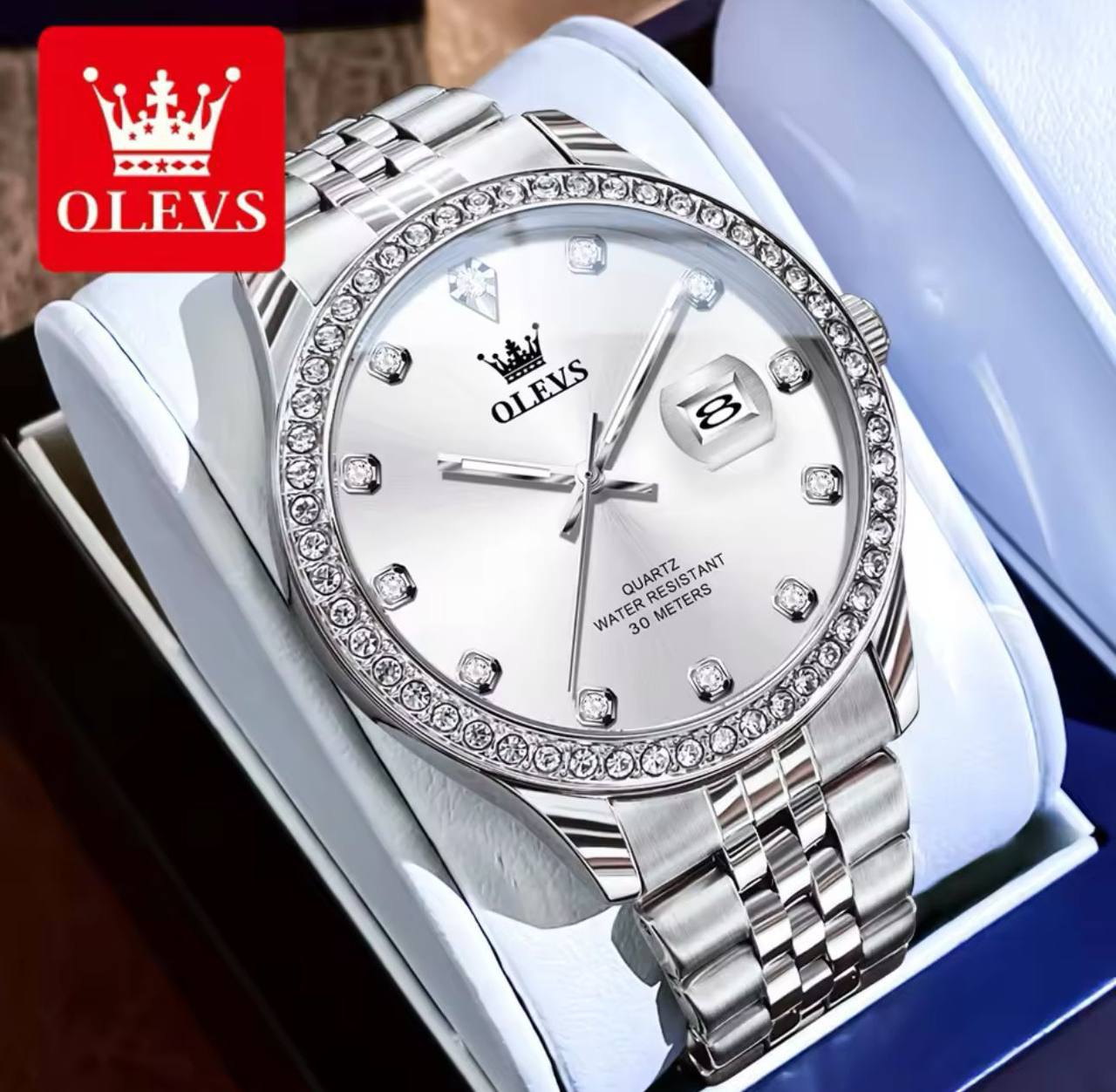 OLEVS LADIES 3962 STAINLESS STEEL DATE DISPLAY STYLISH LADY WATCH WATER RESISTANT NON FADE ENGRAVING SERVICES