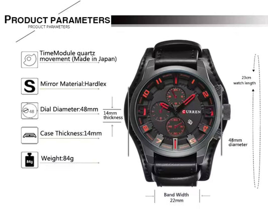 CURREN GENTS #8225 WATER RESISTANT BATTERY POWERED DATE DISPLAY 3 COLOR OPTIONS CURREN BRANDED BOX