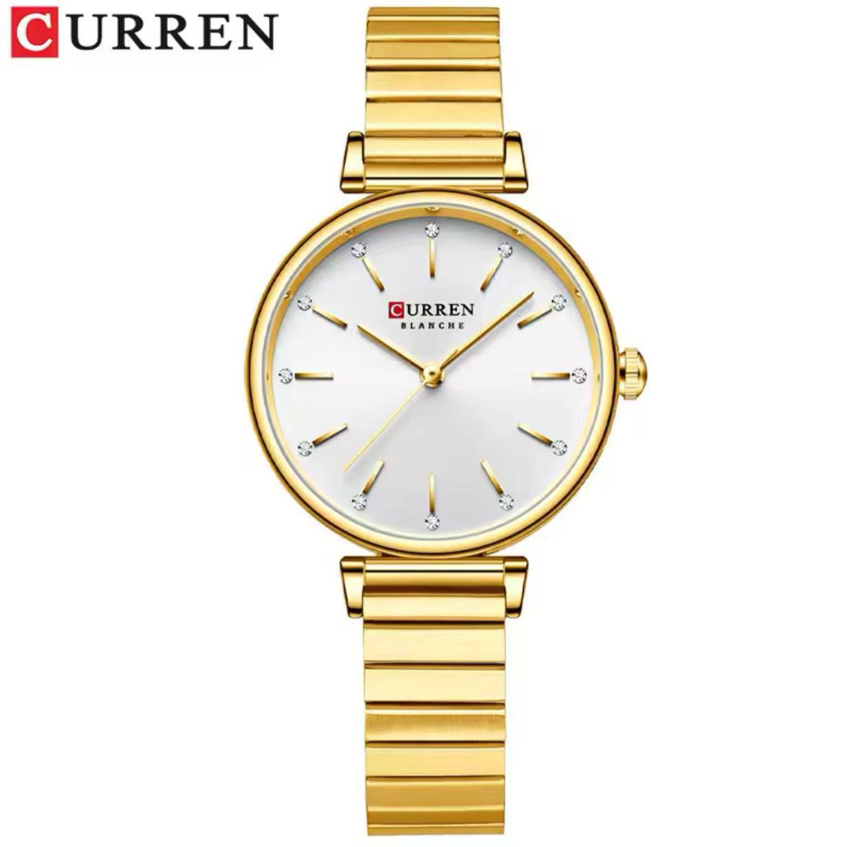 CURREN LADIES #9081 (METALLIC ) WATER RESISTANT BATTERY POWERED STAINLESS STEEL ENGRAVING SERVICES CURREN BRANDED BOX ENQUIRIES