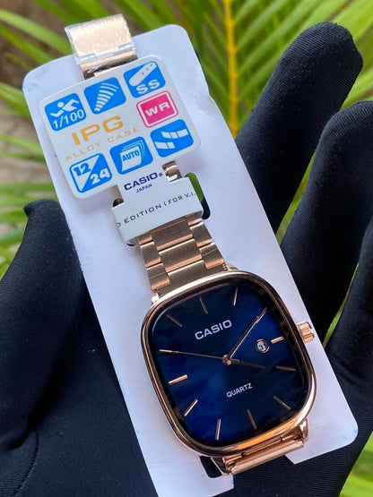 CASIO SQUARE UNISEX DATE DISPLAY WATER RESISTANT BATTERY POWERED CASIO BRANDED BOX ENGRAVING SERVICES