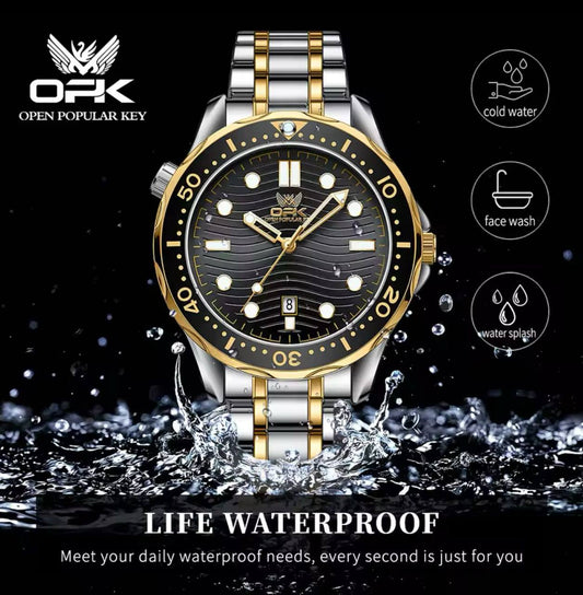 ‼ BRAND ALERT ‼ OPK GENTS WATCH #8152 DATE DISPLAY STAINLESS STEEL BATTERY POWERED WATER RESISTANT 3 COLOR OPTIONS ENGRAVING SERVICES ENQUIRIES ACCRA TRADE CENTRE 2ND FLOOR SF 21