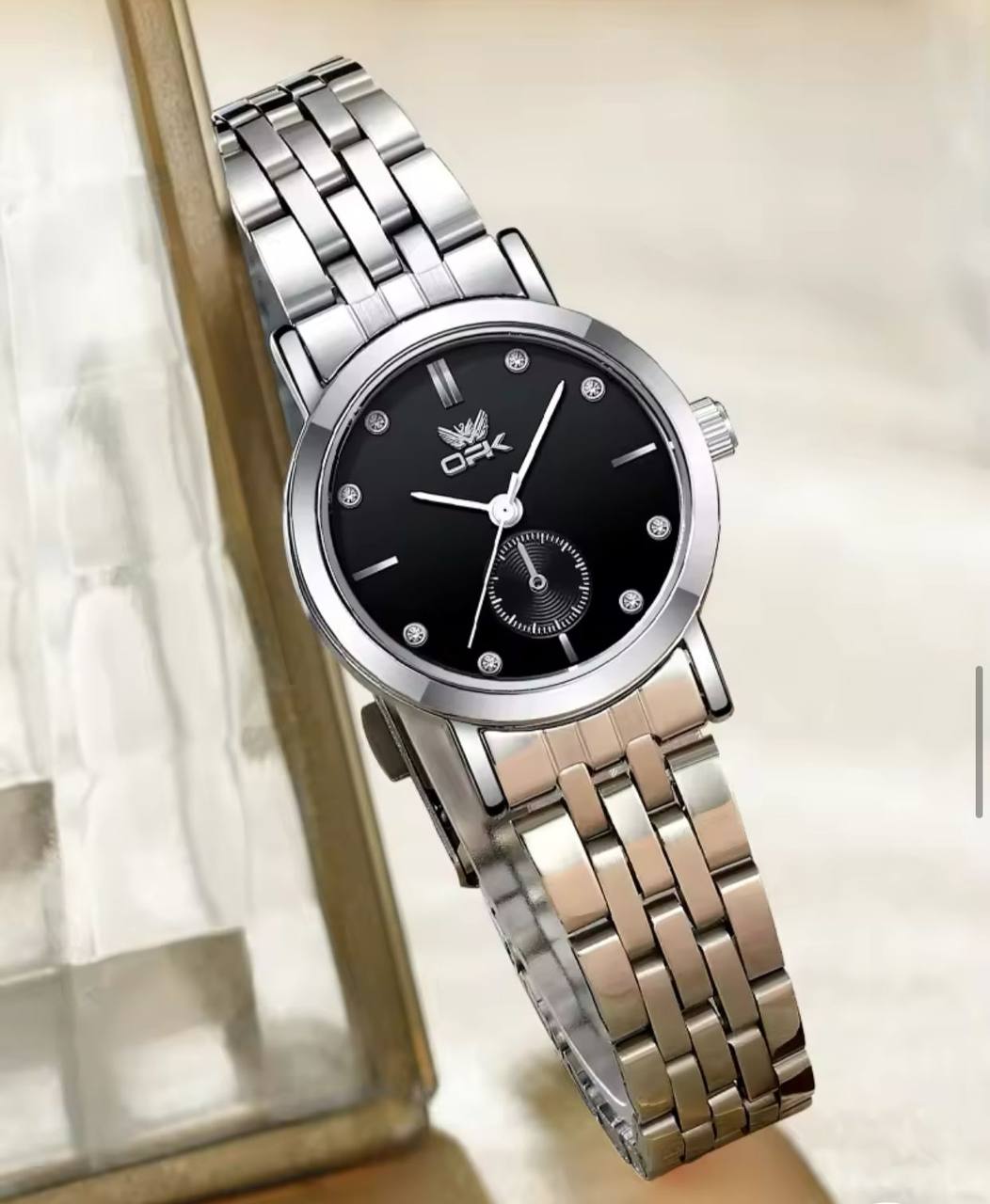 ‼ BRAND ALERT ‼ OPK LADIES WATCH #6034 UNIQUE SECOND ARM STAINLESS STEEL BATTERY POWERED WATER RESISTANT ENGRAVING SERVICES ENQUIRIES