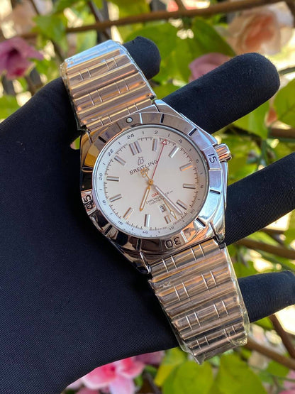 BREITLING CHRONOGRAPH FULL CHRONOGRAPH DATE DISPLAY WATER RESISTANT BATTERY POWERED EXECUTIVE BOX & ENQUIRIES