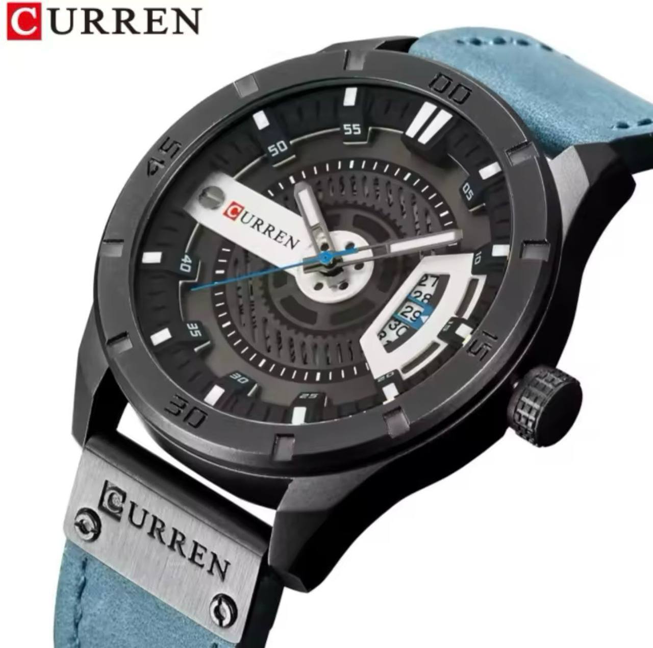 CURREN GENTS 8301 BATTERY POWERED DATE DISPLAY WATER RESISTANT ENGRAVING SERVICES CURREN BRANDED BOX ENQUIRIES