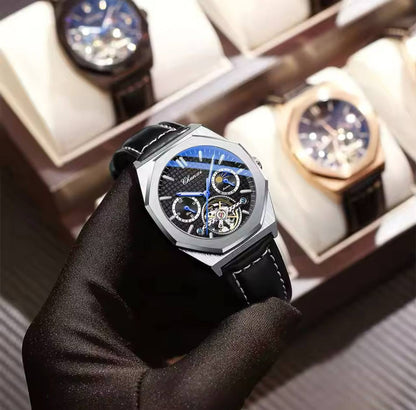 CHENXI AUTOMATIC MOONPHASE TOURBILLION MACHINE FULL CHRONOGRAPH LEATHER STRAP WATER RESISTANT ENGRAVING SERVICES AND ENQUIRIES