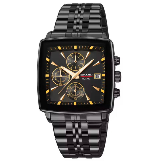 SKMEI CHRONOGRAPH GENTS WATCH #2434 CHRONOGRAPH MOVEMENT BATTERY POWERED STAINLESS STEEL DATE DISPLAY ENGRAVING SERVICES SKMEI BRANDED TIN ENQUIRIES