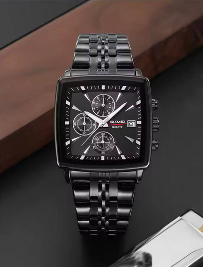 SKMEI CHRONOGRAPH GENTS WATCH #2434 CHRONOGRAPH MOVEMENT BATTERY POWERED STAINLESS STEEL DATE DISPLAY ENGRAVING SERVICES SKMEI BRANDED TIN ENQUIRIES