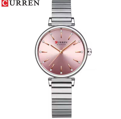 CURREN LADIES #9081 (METALLIC ) WATER RESISTANT BATTERY POWERED ENGRAVING SERVICES PER WORD,300 LOGO CURREN BRANDED BOX ENQUIRIES