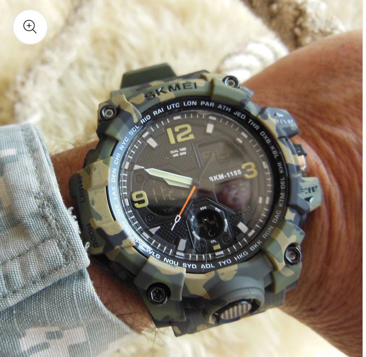 SKMEI 1155B CAMOUFLAGE 5ATM WATER RESISTANT LCD DIGITAL DISPLAY LIGHT BUTTON TIMER &ALARM TOUGH RUBBER MATERIAL CHRONOGRAPH SPORT WATCH ENGRAVING SERVICES