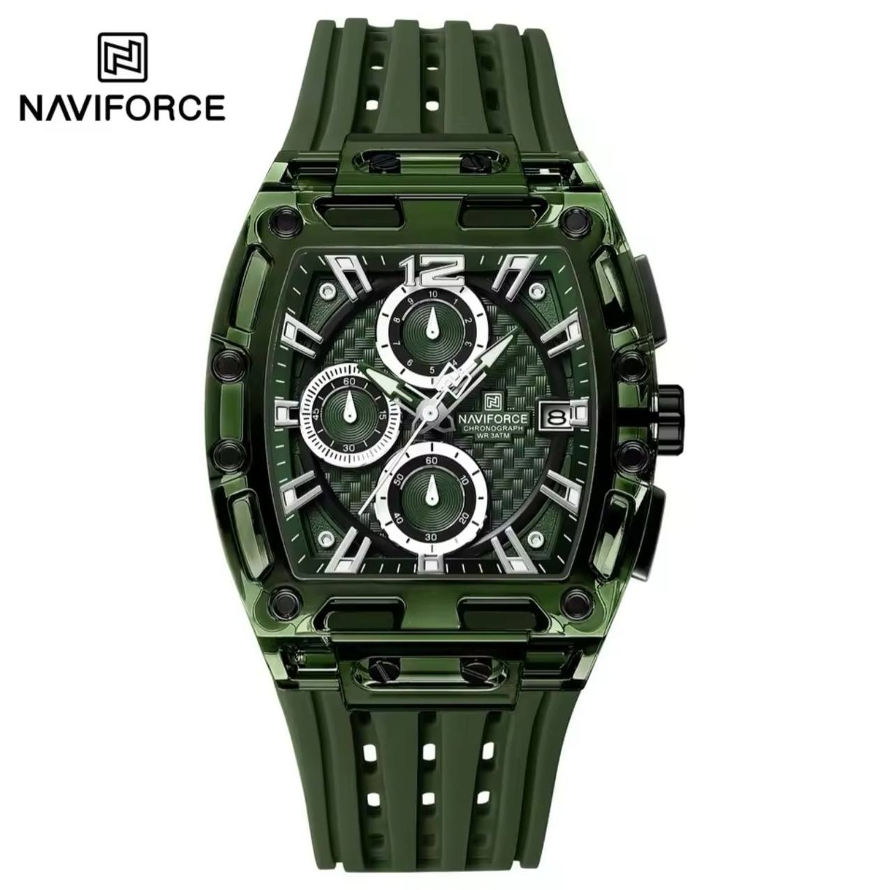 NAVIFORCE NF7105 7 COLOURS CHRONOGRAPH TRANSPARENT DESIGN WATERPROOF SILICON STRAP DATE DISPLAY ENGRAVING FROM & ENQUIRIES