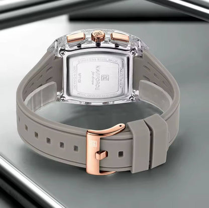 NAVIFORCE NF7105 7 COLOURS CHRONOGRAPH TRANSPARENT DESIGN WATERPROOF SILICON STRAP DATE DISPLAY ENGRAVING FROM & ENQUIRIES