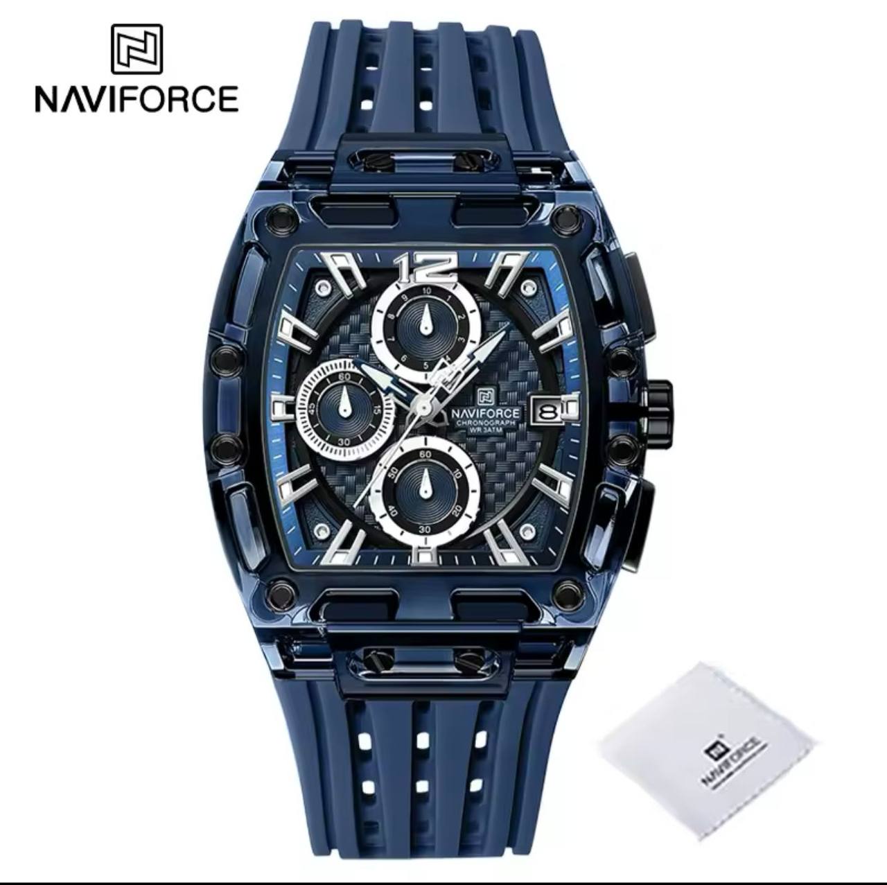 NAVIFORCE NF7105 7 COLOURS CHRONOGRAPH TRANSPARENT DESIGN WATERPROOF SILICON STRAP DATE DISPLAY ENGRAVING FROM & ENQUIRIES