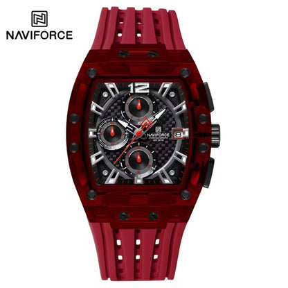 NAVIFORCE NF7105 7 COLOURS CHRONOGRAPH TRANSPARENT DESIGN WATERPROOF SILICON STRAP DATE DISPLAY ENGRAVING FROM & ENQUIRIES