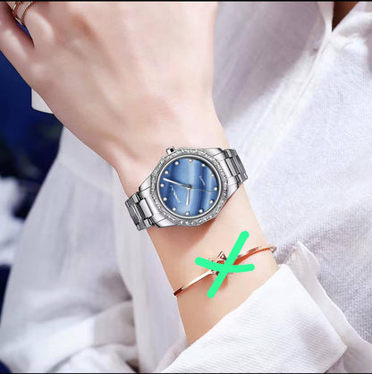 CRRJU 2195 LADIES WATCH 2 COLOURS STAINLESS STEEL WATER RESISTANT BATTERY POWERED ENGRAVING