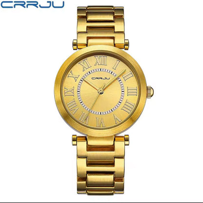 CRRJU LADIES WATCH 2 COLOURS DATE DISPLAY ADJUSTABLE MESH STRAP WATER RESISTANT BATTERY POWERED ENGRAVING