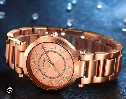 CRRJU LADIES WATCH 2 COLOURS DATE DISPLAY ADJUSTABLE MESH STRAP WATER RESISTANT BATTERY POWERED ENGRAVING