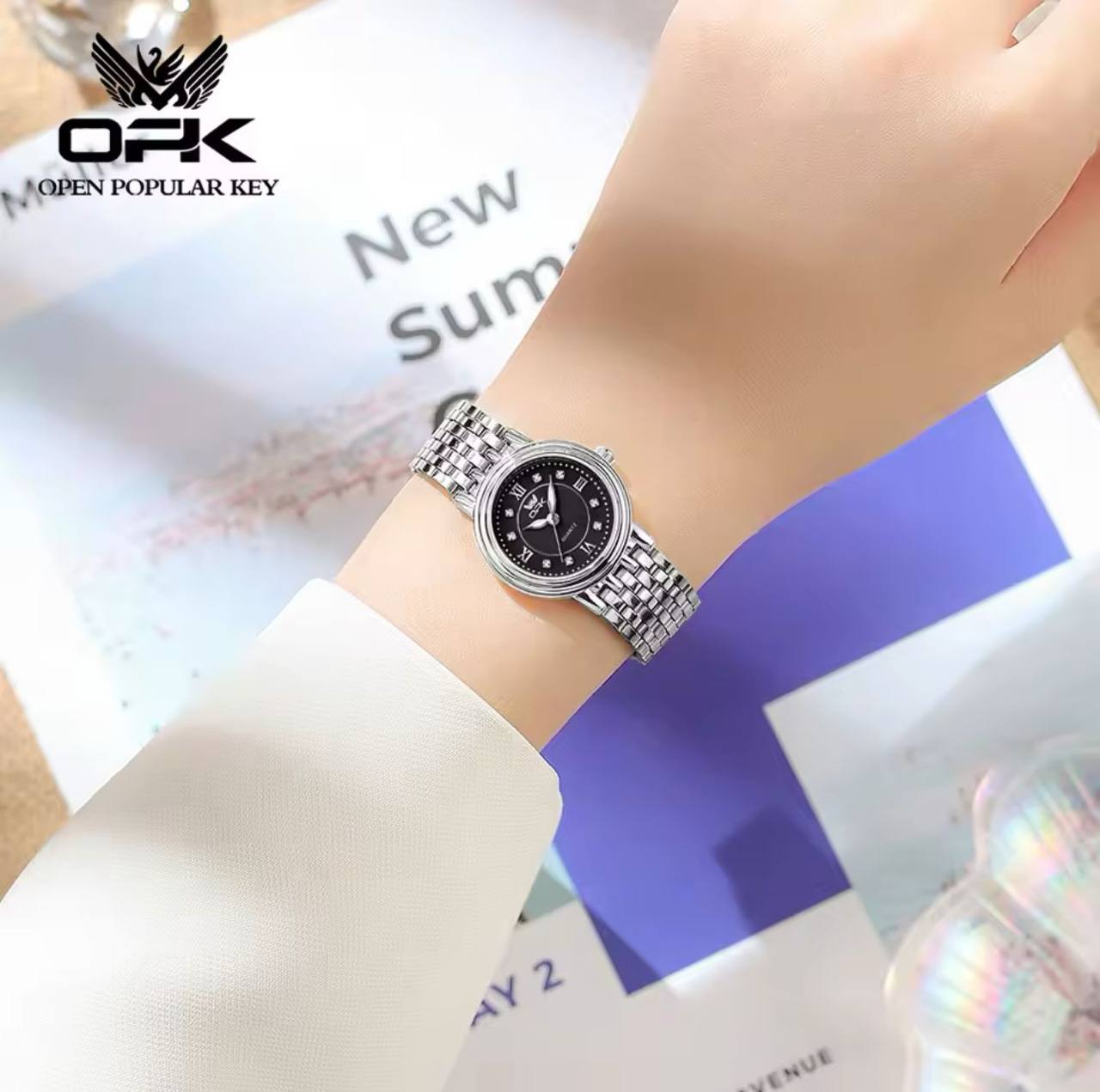 OPK LADIES #6005 STAINLESS STEEL BATTERY POWERED WATER RESISTANT ENGRAVING SERVICES ENQUIRIES