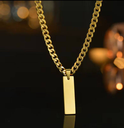 GENTS/ UNISEX ENGRAVABLE NECKLACE STAINLESS STEEL FADE/TARNISH FREE GOOD QUALITY GOLD COLOR ONLY WE OFFER ENGRAVING SERVICES ENQUIRIES