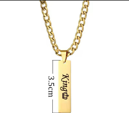 GENTS/ UNISEX ENGRAVABLE NECKLACE STAINLESS STEEL FADE/TARNISH FREE GOOD QUALITY GOLD COLOR ONLY WE OFFER ENGRAVING SERVICES ENQUIRIES