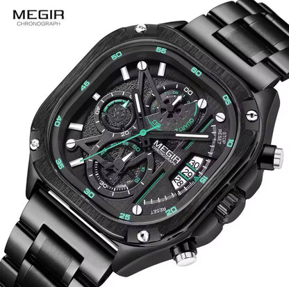 MEGIR CHRONOGRAPH GENTS WATCH 2 OPTIONS -METTALIC STRAP -CONVERSE STRAP CHRONOGRAPH MOVEMENT DATE DISPLAY HD LUMINOUS BATTERY POWERED WATER RESISTANT ENGRAVING SERVICES /ENQUIRIES