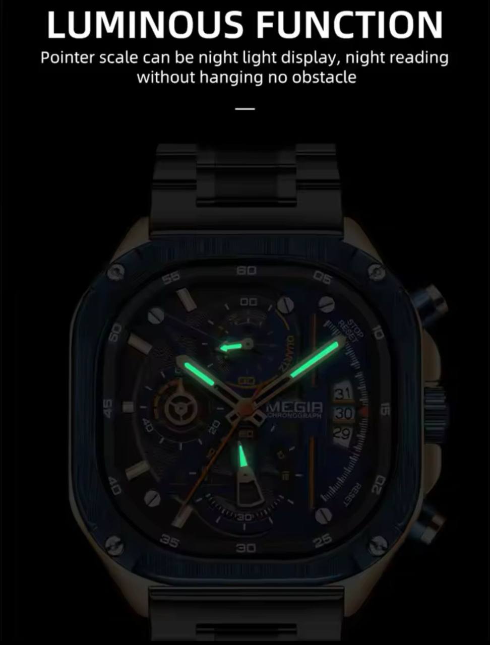 MEGIR CHRONOGRAPH GENTS WATCH 2 OPTIONS -METTALIC STRAP -CONVERSE STRAP CHRONOGRAPH MOVEMENT DATE DISPLAY HD LUMINOUS BATTERY POWERED WATER RESISTANT ENGRAVING SERVICES /ENQUIRIES