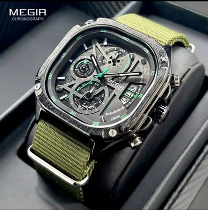 MEGIR CHRONOGRAPH GENTS WATCH 2 OPTIONS -METTALIC STRAP -CONVERSE STRAP CHRONOGRAPH MOVEMENT DATE DISPLAY HD LUMINOUS BATTERY POWERED WATER RESISTANT ENGRAVING SERVICES /ENQUIRIES