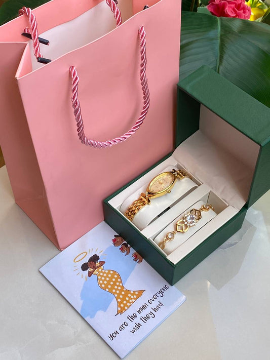 MOTHERS DAY GIFT PACK WATCH BRACELET GIFT CARD TWIN BOX GIFT BAG WE OFFER ENGRAVING SERVICES (A MESSAGE MUM ON ITEMS)