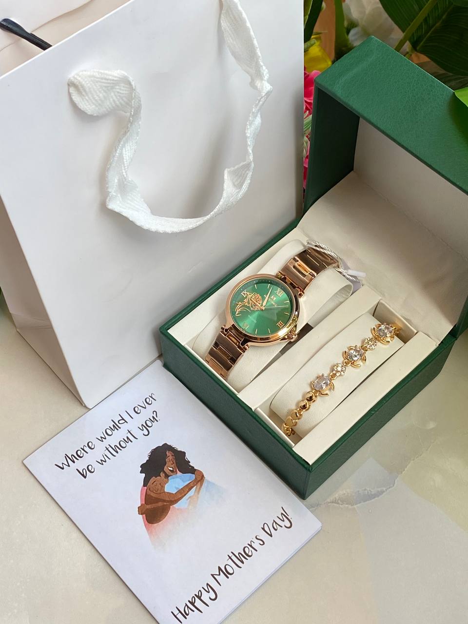 MOTHERS DAY GIFT PACK‍🦳 WATCH BRACELET CARD,BOX AND BAG ENGRAVING SERVICES FROM AND ENQUIRIES
