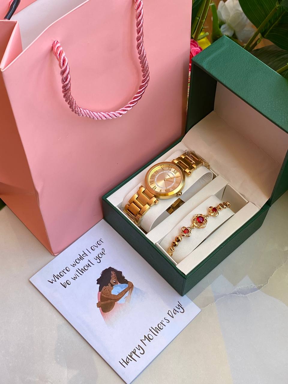MOTHERS DAY GIFT PACK‍🦳 WATCH BRACELET CARD,BOX AND BAG ENGRAVING SERVICES FROM AND ENQUIRIES