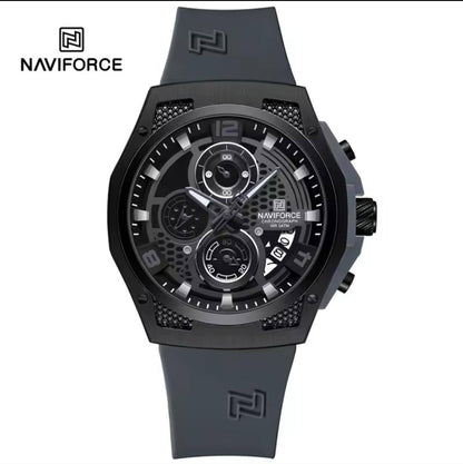 NAVIFORCE NF8051 5 COLOURS CHRONOGRAPH DATE DISPLAY WATERPROOF SILICON STRAP LUMINOUS HANDS ENGRAVING FROM & ENQUIRIES