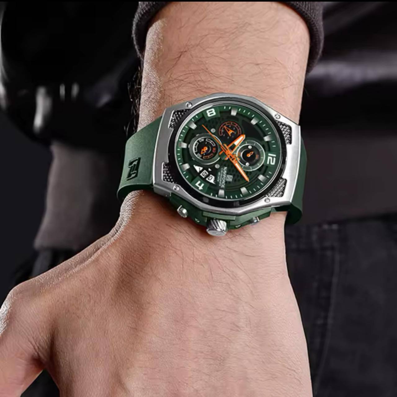 NAVIFORCE NF8051 5 COLOURS CHRONOGRAPH DATE DISPLAY WATERPROOF SILICON STRAP LUMINOUS HANDS ENGRAVING FROM & ENQUIRIES