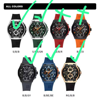 NAVIFORCE NF8051 5 COLOURS CHRONOGRAPH DATE DISPLAY WATERPROOF SILICON STRAP LUMINOUS HANDS ENGRAVING FROM & ENQUIRIES