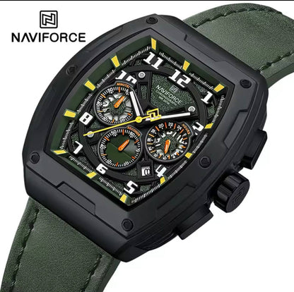 NAVIFORCE GENTS WATCH #NF 8053 CHRONOGRAPH DATE DISPLAY WATER RESISTANT BATTERY POWERED LEATHER STRAP ENGRAVING SERVICES FROM & ENQUIRIES