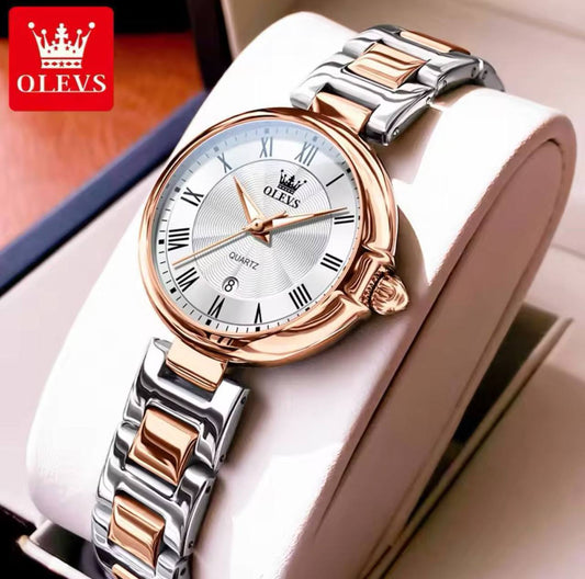 OLEVS LADIES 5608 STAINLESS STEEL DATE DISPLAY STYLISH LADY WATCH WATER RESISTANT NON FADE ENGRAVING SERVICES