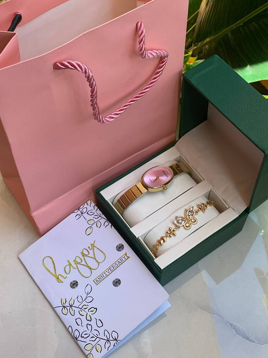 HAPPY BIRTHDAY X ANNIVERSARY GIFT LADIES GIFT SET WATCH BRACELET BOX,BAG & CARD ENGRAVING SERVICES & ENQUIRIES