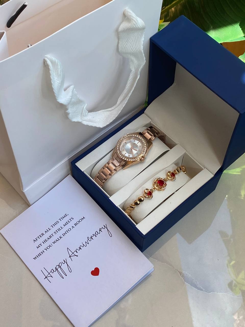 HAPPY BIRTHDAY X ANNIVERSARY GIFT LADIES GIFT SET WATCH BRACELET BOX,BAG & CARD ENGRAVING SERVICES & ENQUIRIES