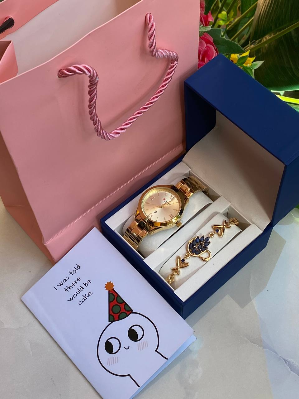 HAPPY BIRTHDAY X ANNIVERSARY GIFT LADIES GIFT SET WATCH BRACELET BOX,BAG & CARD ENGRAVING SERVICES & ENQUIRIES