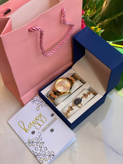 HAPPY BIRTHDAY X ANNIVERSARY GIFT LADIES GIFT SET WATCH BRACELET BOX,BAG & CARD ENGRAVING SERVICES & ENQUIRIES