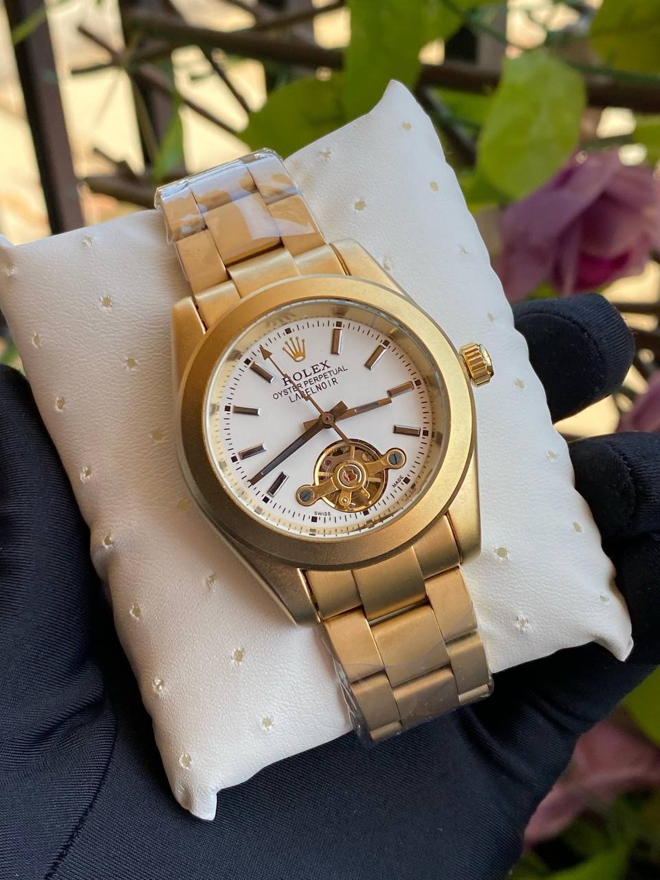 ROLEX AUTOMATIC GENTS WATCH TOURBILLON MACHINE WATER RESISTANT STAINLESS STEEL ROLEX BRANDED BOX ENGRAVING SERVICES ENQUIRIES