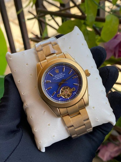 ROLEX AUTOMATIC GENTS WATCH TOURBILLON MACHINE WATER RESISTANT STAINLESS STEEL ROLEX BRANDED BOX ENGRAVING SERVICES ENQUIRIES