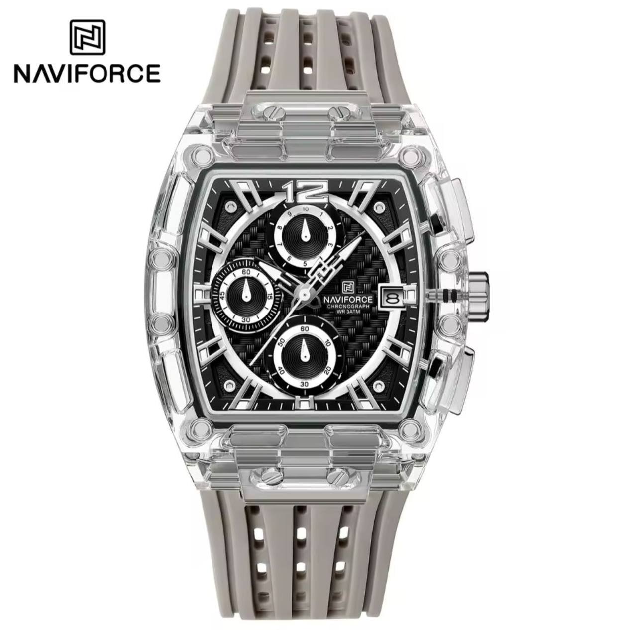 NAVIFORCE NF7105 7 COLOURS CHRONOGRAPH TRANSPARENT DESIGN WATERPROOF SILICON STRAP DATE DISPLAY ENGRAVING FROM & ENQUIRIES