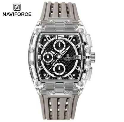 NAVIFORCE NF7105 7 COLOURS CHRONOGRAPH TRANSPARENT DESIGN WATERPROOF SILICON STRAP DATE DISPLAY ENGRAVING FROM & ENQUIRIES